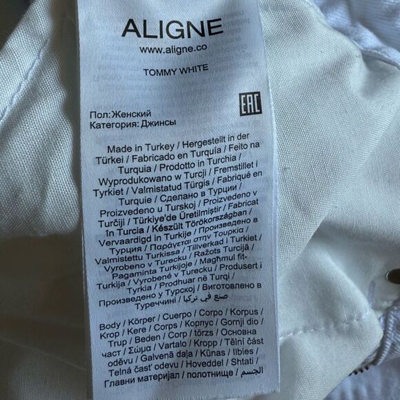 NWT Aligne Tommy Barrel Leg White Jeans High Rise Size 25 - Picture 13 of 13